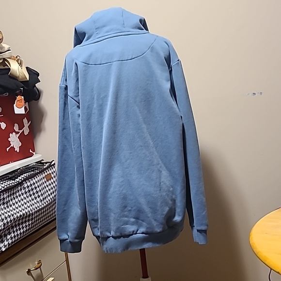 Blue Hooded Sweatshirt with Kangaroo Pocket - Picture 3 of 4